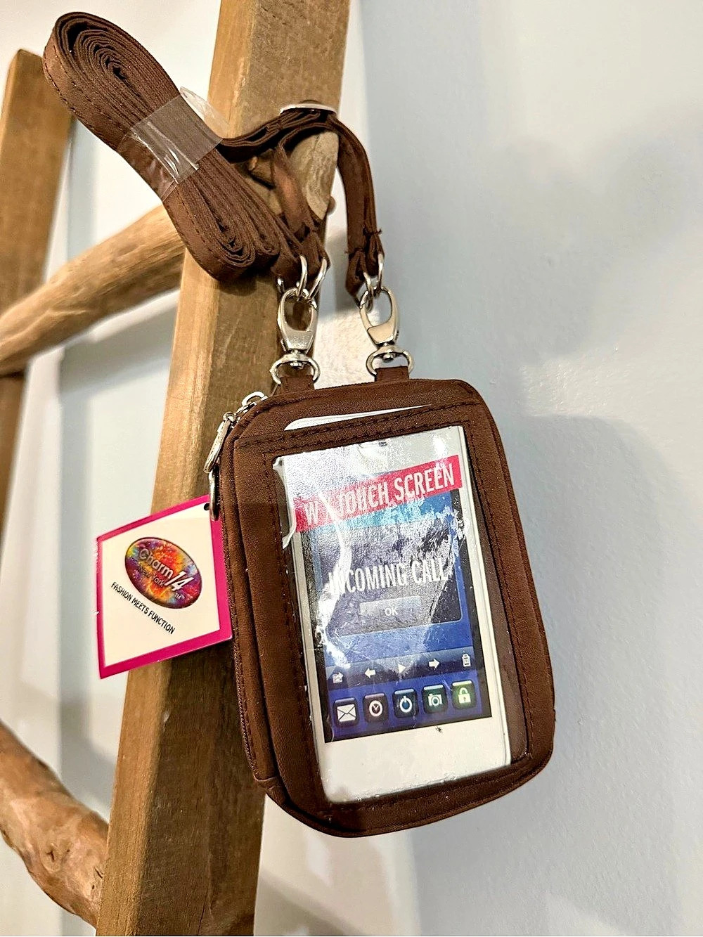 Charm14 Crossbody Phone Bag in Brown NWT